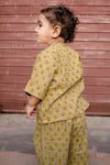Shop_Gulabo Jaipur_Yellow Cotton Floral Print Top And Pant Set _at_Aza_Fashions