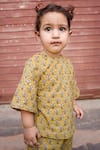 Gulabo Jaipur_Yellow Cotton Floral Print Top And Pant Set _Online_at_Aza_Fashions