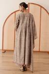 Shop_Gulabo Jaipur_Grey Cotton Block Printed Floral Round Abaya Anarkali Pant Set _at_Aza_Fashions