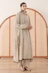 Buy_Gulabo Jaipur_Off White Cotton Block Printed Floral Round Abaya Anarkali Pant Set _Online_at_Aza_Fashions