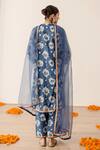 Shop_Gulabo Jaipur_Blue Cotton Block Printed Floral V Neck Dia Kurta Pant Set _at_Aza_Fashions