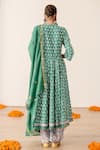 Shop_Gulabo Jaipur_Green Cotton Lace, Gota Patti Round Roshan Hand Block Print Anarkali Pant Set _at_Aza_Fashions
