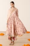 Buy_Gulabo Jaipur_Peach Cotton Embroidery, Lace Round Neck Roshan Floral Print Anarkali Pant Set _at_Aza_Fashions