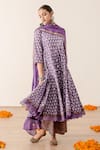 Buy_Gulabo Jaipur_Purple Cotton Lace Round Neck Roshan Block Print Anarkali Pant Set _at_Aza_Fashions