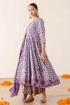 Gulabo Jaipur_Purple Cotton Lace Round Neck Roshan Block Print Anarkali Pant Set _Online_at_Aza_Fashions