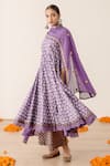 Buy_Gulabo Jaipur_Purple Cotton Lace Round Neck Roshan Block Print Anarkali Pant Set _Online_at_Aza_Fashions