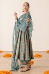 Buy_Gulabo Jaipur_Green Cotton Hand Block Printed Floral V Neck Rubal Anarkali Pant Set _Online_at_Aza_Fashions