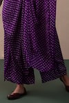 Buy_Pink City by Sarika_Purple Silk Printed Bandhani Round Kaftan And Pant Set _Online_at_Aza_Fashions