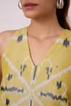 Shop_The Summer House_Yellow Silk Cotton Ikat Strand Shift Dress  _Online_at_Aza_Fashions