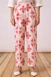 The Summer House_Pink Cotton Ikat Pattern Venil Pant _Online_at_Aza_Fashions