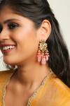 Buy_Ishhaara_Pink Beads, Gota Patti, Diamonds Kundan Embellished Danglers _at_Aza_Fashions