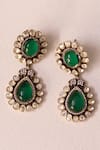 Shop_Ishhaara_Green Stone Emerald Doublet Earrings _at_Aza_Fashions