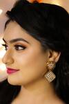 Buy_Ishhaara_Gold Plated Stones Oval Shaped Earrings _at_Aza_Fashions