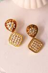 Shop_Ishhaara_Gold Plated Stones Oval Shaped Earrings _at_Aza_Fashions