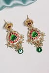 Shop_Ishhaara_Multi Color Stones, Beads, Zari Tear Drop Shaped Earrings _at_Aza_Fashions
