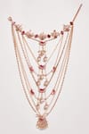 Shop_Outhouse_Pink Cabochons Le Cleo Dewdrop Multi Layered Necklace _at_Aza_Fashions