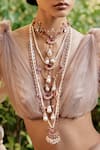 Buy_Outhouse_Pink Cabochons Le Cleo Dewdrop Multi Layered Necklace _at_Aza_Fashions