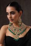 Buy_Minaki_Green Pearls, Beads Kundan Embellished Layered Necklace Set _at_Aza_Fashions