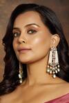 Buy Joules By Radhika Gold Plated Embroidery, Pearls, Stones Embellished Chandelier Earrings at Aza Fashions Buy_Joules By Radhika_Gold Plated Embroidery, Pearls, Stones Embellished Chandelier Earrings _at_Aza_Fashions