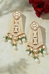 Shop Joules By Radhika Gold Plated Embroidery, Pearls, Stones Embellished Chandelier Earrings at Aza Fashions Shop_Joules By Radhika_Gold Plated Embroidery, Pearls, Stones Embellished Chandelier Earrings _at_Aza_Fashions