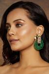 Buy_Joules by Radhika_Green Embroidery Bird Motif Agate Stone Embellished Earrings_at_Aza_Fashions