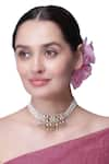 Buy_Vinanti Manji Designer Jewellery_Gold Plated Mozanite Layered Pearl Choker _at_Aza_Fashions