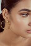 Buy_Isharya_Yellow Ayaana Pyramid Orange Peel Earrings _at_Aza_Fashions