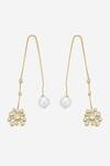 Shop_Isharya_Yellow Pearls, Crystals Maharani Floret Needle And Thread Earrings _at_Aza_Fashions
