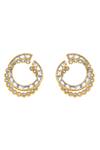 Shop_Isharya_White Smocking, Diamonds Mirrors On The Move Eclipse Disc Earrings_at_Aza_Fashions
