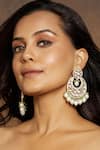 Buy_Joules by Radhika_Gold Plated Diamonds, Pearls, Stones Royal Kundan Polki Chandbali Earrings _at_Aza_Fashions