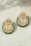 Shop_Joules by Radhika_Green Pearls, Stones Kundan Polki Earrings _at_Aza_Fashions