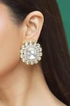 Buy_Moh-Maya by Disha Khatri_Gold Plated Kundan And Faux Diamonds Stone Embellished Studs _at_Aza_Fashions