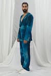 Nirmooha_Blue Velvet Plain Pant _Online_at_Aza_Fashions