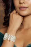 Buy_Joules By Radhika_Green Pearls, Stones Pastel Polki Beaded Bracelet _at_Aza_Fashions