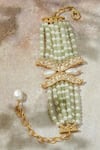 Shop_Joules By Radhika_Green Pearls, Stones Pastel Polki Beaded Bracelet _at_Aza_Fashions