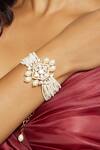 Buy_Joules By Radhika_White Kundan Multi String Pearls Polki Bracelet _at_Aza_Fashions