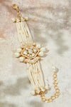Shop_Joules By Radhika_White Kundan Multi String Pearls Polki Bracelet _at_Aza_Fashions