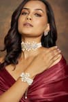 Joules By Radhika_White Kundan Multi String Pearls Polki Bracelet _Online_at_Aza_Fashions