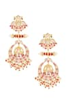 Shop_Moh-Maya by Disha Khatri_Gold Plated Kundan Pearl Drop Dangler Earrings _at_Aza_Fashions