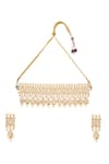 Shop_Moh-Maya By Disha Khatri_Gold Plated Pearls Drop Choker Set _at_Aza_Fashions
