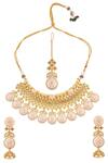 Shop_Moh-Maya By Disha Khatri_Gold Plated Metallic Thread Meenakari Work Choker Set_at_Aza_Fashions
