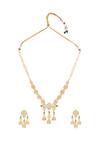 Shop_Moh-Maya by Disha Khatri_Gold Plated Diamonds, Pearls, Stones Kundan Embellished Long Necklace Set _at_Aza_Fashions