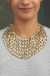 Buy_House Of Tuhina_Gold Plated Mirror Studded Layered Waterfall Necklace _at_Aza_Fashions