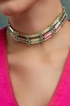 Buy_House Of Tuhina_Gold Plated Mirror Studded Qabeela Layered Choker _at_Aza_Fashions