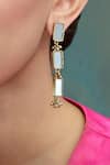 Buy_House Of Tuhina_Gold Plated Mirrors Brick Earrings _at_Aza_Fashions