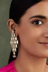 Shop_House Of Tuhina_Gold Plated Mirrors Studded Barfi Earrings _at_Aza_Fashions