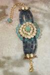 Shop Joules By Radhika Multi Color Diamonds, Stones String Kundan Polki Bracelet at Aza Fashions Shop_Joules By Radhika_Multi Color Diamonds, Stones String Kundan Polki Bracelet_at_Aza_Fashions