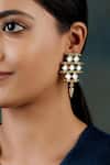 Shop_House Of Tuhina_Gold Plated Mirrors Bud Droplet Mumtaz Earrings _at_Aza_Fashions