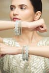 Buy_Moh-Maya by Disha Khatri_Silver Plated Diamond Studded Bangles - Set Of 8 _at_Aza_Fashions