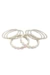 Shop_Moh-Maya By Disha Khatri_Silver Plated Pearls, Diamonds Studded Bangles - Set Of 8 _at_Aza_Fashions